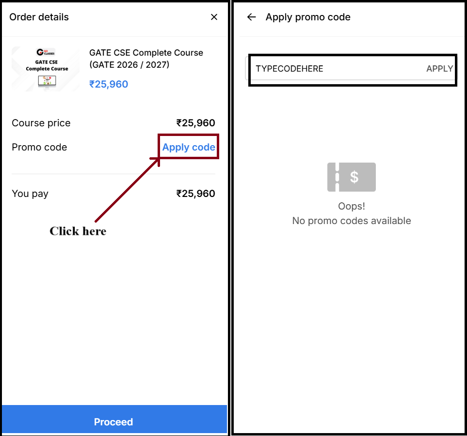 Promo Code Application Process